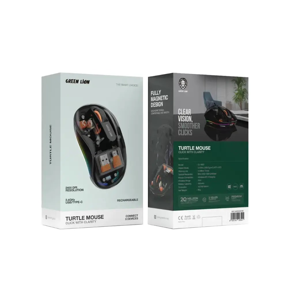 Green Lion Wireless Turtle Mouse 2400DPI black-bkg
